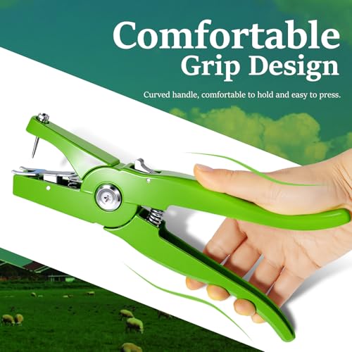 Livestock Ear Tag Pliers Universal Livestock Ear Tag Puncher Tagger Ear Tag Applicator for Livestock Cattle Cow Pig Sheep Goat (Green)