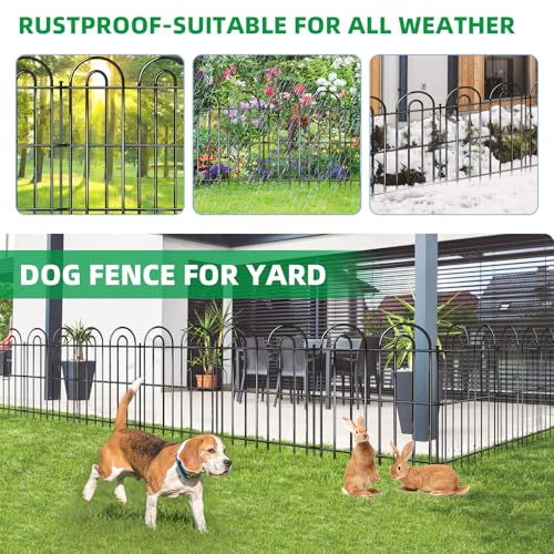 25 Panels Decorative Garden Fence, 32 in(H) X 50 ft(L) No Dig Dog Fence Outdoor for Yard, Rustproof Tall Metal Garden Fencing Animal Barrier with Ground Stakes, Temporary Fencing for Patio Outdoor - color: Black, size: 25 Panels, 32in(H) x 50ft(L)