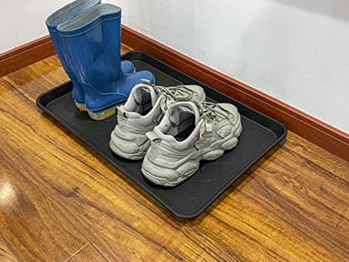 PetLike Boot Tray for Entryway Indoor, Pet Food Mat, 23 x 15.5 inch 2 Packs, Waterproof Heavy Duty Shoe Tray for Indoor and Outdoor, Multi-Purpose Trays for Boots, Shoes, Pets, Garden - color: Black, size: 23x15.5 INCH