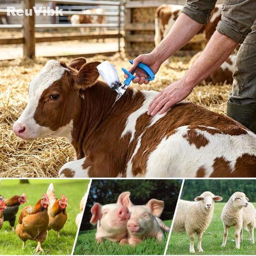 5ml Continuous Self-Refilling Livestock Syringe, 10 Needles Included | Adjustable dosage from 0.5ml to 5ml Veterinary Injection Gun for Chicken, Duck, Pig, Sheep, Cow Poultry - color: Blue