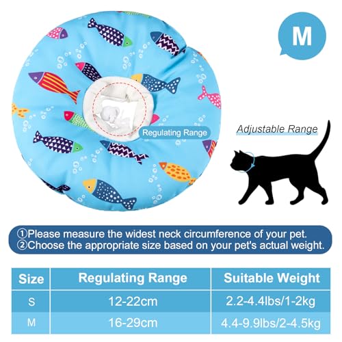 Cat Cone Collar Soft Cute Adjustable Cat Donut Recovery Collar | Elizabethan Cats Cones to Stop Licking Comfortable Anti-Bite Neck Cone for Pet Kittens After Surgery - size: M
