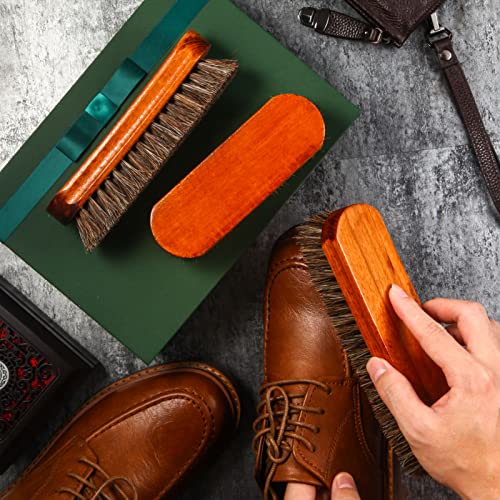 4 Pcs Horsehair Shine Shoes Brush Kit Polish Dauber Applicators Cleaning Leather Shoes Boots Care Brushes Suede Cleaner Brush with Microfiber Shoe Gloves(3 Pcs Shine Brush) - style: 3 Pcs Shine Brush