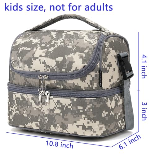 FlowFly Kids Double Decker Cooler Insulated Lunch Bag Large Tote for Boys, Girls, Men, Women, With Adjustable Strap, Digital Camo - color: Digital Camo