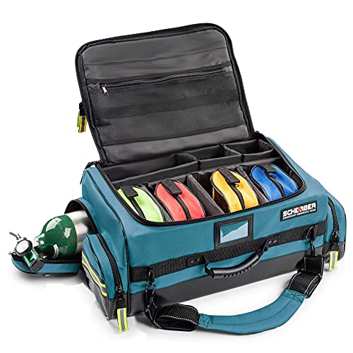 Scherber Fully-Stocked Premium First Responder Bag | HSA/FSA Approved | Large Pro EMT/EMS Trauma, Bleeding & Oxygen Medical Kit | CAT Tourniquet, HyFin Chest Seal & 250+ First Aid Supplies (Blue) - color: Blue