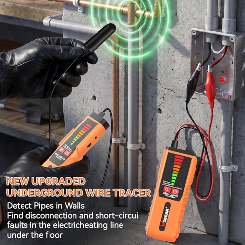 Underground Cable Locator, F04 Wire Tracer with Probe and Earphone, Cable Tester for Locating Breakage in Dog Fence, Irrigation Control & Electrical Wires - color: Yellow