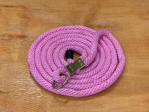 Heavy Duty Horse Lead Rope, 5/8-Inch Thick Nylon with Brass Ring - Soft Training Lead Rope for Horses with D-Ring - Heat-Sealed End for Extra Strength - Snap Link NOT Included - 10-Foot (Pink) - color: Pink