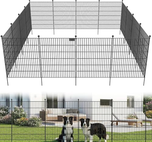 Toolterritary 10 Panels No Dig Garden Fence with Gate, 40 in(H) X 24.2 ft(L) Metal Fence Panels, Thickened Rustproof Garden Fencing, Animal Barrier Fence for for Dogs, Rabbits, Landscape, Patio - size: 40 in(H)×29in(L)