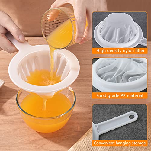 Kitchen Ultra-Fine Nylon Mesh Strainer 5.51 Inch (200 mesh) | Plastic Sieve Fine Mesh with Handle, Kitchen Tool, For Soy Milk, Coffee, Milk, Yogurt, Juice, Tea Leaf Filter, Honey, Wine - size: 200 mesh