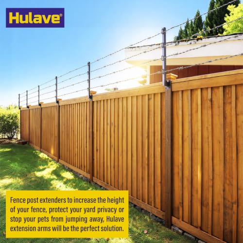 Hulave 8-Pack Fence Post Extender, High 23" Fence Barbed Wire Extend Arm, Used to add Height to Wood Fences for Privacy and to Prevent Animals from Jumping Away and Breaking in (Matte-Black) - size: Heigh-23in
