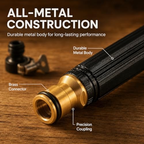 Heavy Duty High Pressure Hose Nozzle, Adjustable High Pressure Metal Water Hose Nozzle with Hose Fittings and Clamp, Jet Sweeper Garden Hose Sprayer for Car Wash, Lawn and Patio Cleaning