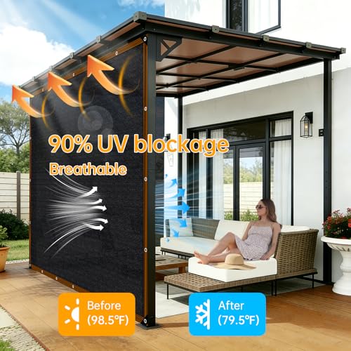 Shade-Cloth 85-90% for Garden Greenhouse Plants 10x14 FT, Black Sun-Block Shade Cover Mesh Tarp with Grommets Sun Shade Canopy for Outdoor Pergola Patio Flower Lawn Kennel Chicken Coop - size: 10x14 FT