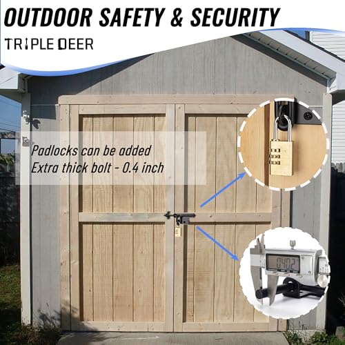 Slide Bolt Gate Latch, Heavy Duty Slide Latches with Padlock Hole, 1 Pack | Extra Security Slide Bolt Hardware for Wooden Fence/Yard Fence/Shed Door/Barn Door, Black Powder Coated