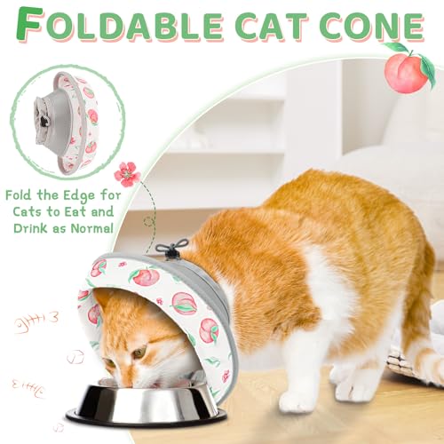 Cat Cone Collar Soft to Stop Licking, Adjustable, Foldable Lightweight Kitten Cones After Surgery Recovery for Cats & Kittens, Cat Cone Alternative, Easy Eating (PinkWhite, S) - color: PinkWhite, size: S