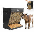 Wall Mount Hay Rack And Hay Feeder For Goats Sheep And Horses, Covered Galvanized Steel Goat Hay Feeder With Hinged Roof, 25 Gallon 2-In-1 No Waste Hanging Holder Grain Bin with hook For Cattle - color: Black
