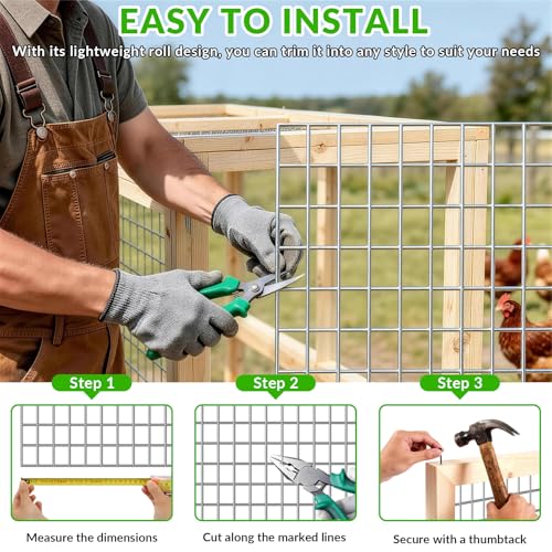 Welded Wire Fence 2‘’x 4‘’ 6ft x 50 ft,Vinyl Coated Welded Wire Mesh Roll,14GA Heavy Duty Galvanized Chicken Wire Fencing, Hardware Cloth for Yard Vegetable Protection Goat & Poultry Netting - size: 2‘’x 4‘’ 6ft x 50 ft