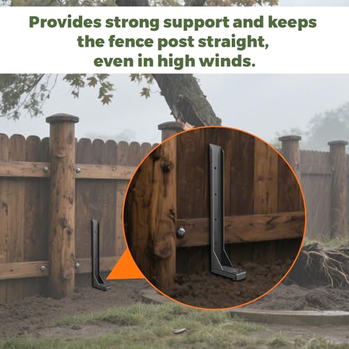 Fence Post Repair Kit, Thickened Heavy Duty Fence Post Anchor Stakes for Repair Tilted, Broken Wood Posts Support (Black, 2 Pack) - color: Black-2 Pack