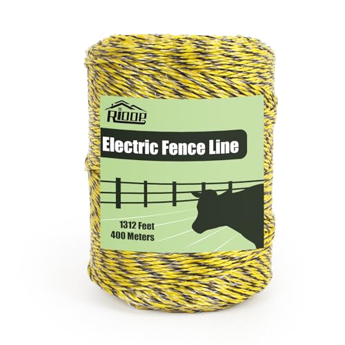 RIOOP Electric Fence Wire Polywire 1312 Feet/400 Meters | Portable Livestock Fencing, 6 Stainless Steel Strands for Reliable Conductivity, Rust Resistance, UV Resistant - size: 1312 Feet/400 Meters