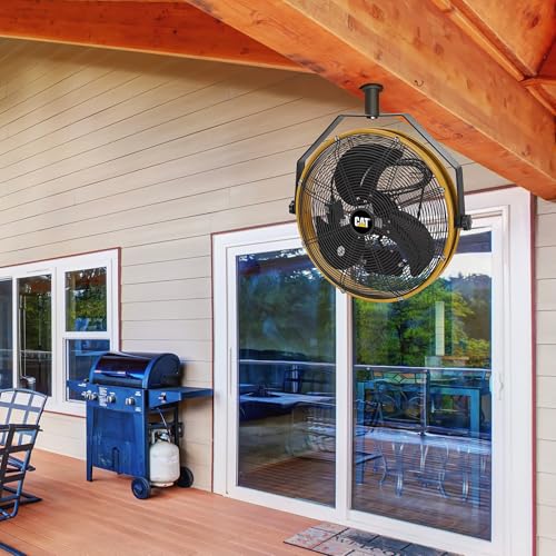 CAT fans - 18"-Blade Indoor/Outdoor IPX4 Weatherproof High-Velocity Wall Mounted Shroud Fan, 4,000 CFM, 3-Speed - For Industrial, Commercial, & Residential Use, cETL Certified (HVOD-18S-NG)