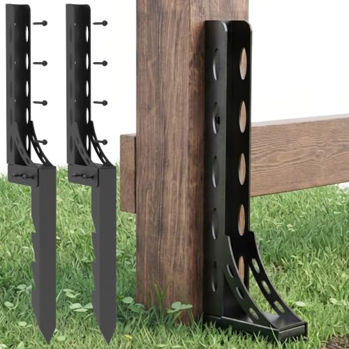 Eurydice Adjustable Heavy Duty Fence Post Repair Kit for 4x4 & 6x6 Posts | Quick fix broken & leaning fence post repair kit with thickened steel post base, anchor, fence repair stakes & post support