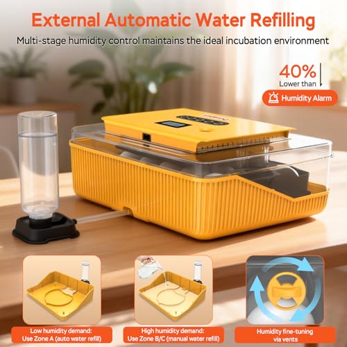 25 Eggs Incubator, Incubators for Hatching Eggs, with Temperature & Humidity Control, Automatic Egg Turning, Egg Candler, for Hatching Quail, Chicken, Duck, Goose Eggs