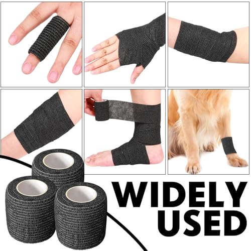 Treela 36 Pcs Self Adherent Bandage 2" X 5 Yard Wrap Breathable | Cohesive Bandage Elastic Adhesive Tape for Stretch Athletic Sports Wrist Ankle - color: Black, size: 2" X 5 Yard