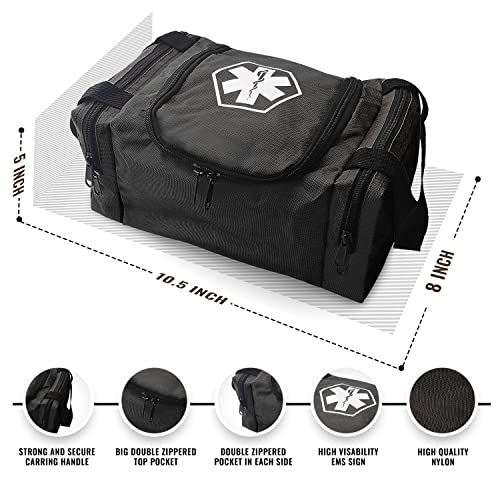 ASA TECHMED First Aid Responder EMS Emergency Medical Trauma Bag EMT, Fire Fighter, Police Officer, Paramedics, Nurse, Black - color: Black