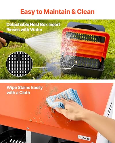VEVOR Chicken Nesting Boxes, 3 Compartments, with Support Legs, Easy Egg Collection, Galvanized Steel and High-Strength Plastic, Roll Away Nesting Boxes for Chickens and Hens Laying Eggs, Orange