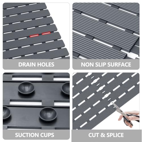 MBOSS Bathtub Mat Non Slip,Super Soft Bath Mat for Tub 24 X 24 Inch,Shower Mat with Suction Cups and Drain Holes,Non Slip Bathtub Mat for Elderly - color: Dark Gray