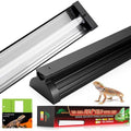 UVB Light for Reptile 24W, T5 UVB Reptile Light Fixture HO Combo Kit with Test Sensor Cards, 22" High Output Reptiles Light Bar UVA UVB Desert Lamp for Turtle Lizard Bearded Dragon Tank - color: 24w-22.4in Black