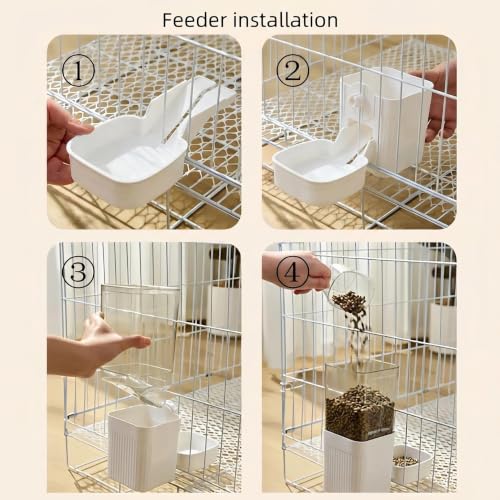 Hanging Automatic Food Water Dispenser,Rabbit Feeder Guinea Pig Water Bottle Food Feeder for Ferret Guinea Pig Rabbit Bunny Cage Accessories (White) - color: white