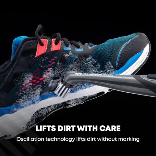 Footwear Electric Cleaning Brush Pack - Shoe + Sneaker Cleaner - High Power Motor - Includes 4 Shoe Cleaning Brush Heads - Removes Mud, Dirt and Refreshes Footwear - AA Batteries Included