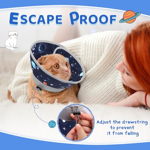 Cat Cone Collar Soft to Stop Licking, Adjustable, Foldable Lightweight Kitten Cones After Surgery Recovery for Cats & Kittens, Cat Cone Alternative, Easy Eating (Grey, S) - color: Grey, size: S