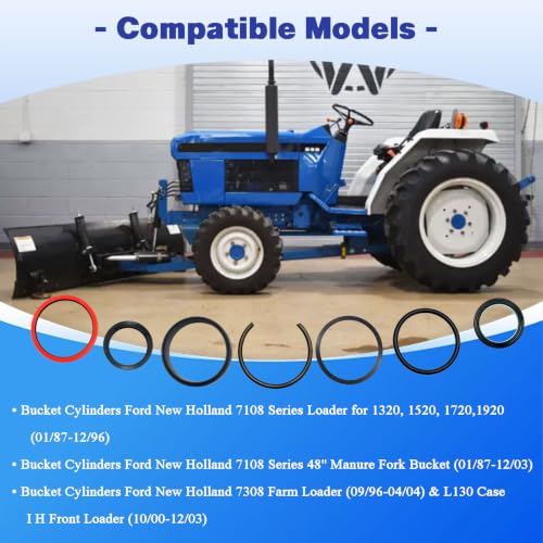 Bucket Cylinder Hydraulic Seal Kit 9600671 Fit for Ford New Holland | 7108 Series 48''Manure Fork Bucke;7308 Farm Loader,L130 Case I H Front Loader,Replace 9616371