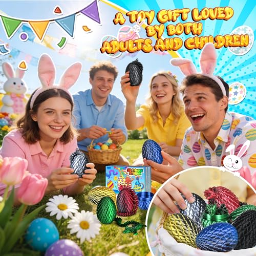 Impossmaker 8" 3D Printed Dragon Eggs, Mystery Crystal Dragon Egg for Easter Basket Stuffers, Unique Easter Toys & Decor, Fantasy Tabletop Decor Gifts for Kids & Collectors (6 Pack) - style: 6P-S4