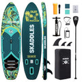 10’6’’ Inflatable Stand Up Paddle Board (SUP) for Adults and Youth with Non-Slip Deck – Complete Accessories Kit, for Fishing, Yoga, Fitness & Family Fun - color: dark green water ripple