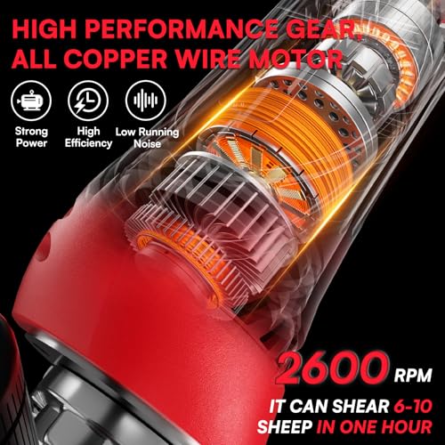 Cordless Sheep Shears,2600RPM Electric Sheep Shearing Clippers with 2 Pcs Rechargeable 4000mAH Battery, 6 Speed Heavy Duty Livestock Haircut for Grooming Sheep Goats Cattle Thick Coats Animals - size: CordlessSheepShears