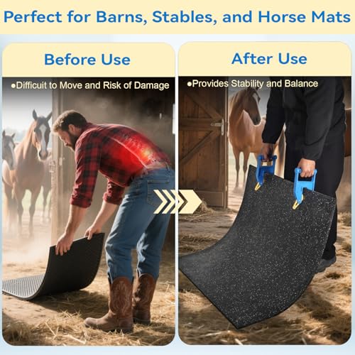 Heavy Duty Stall Mat Gripper, Pair of 2 | Mat Mover Tool for Horse Stalls, Gym, Barn, and Trailer
