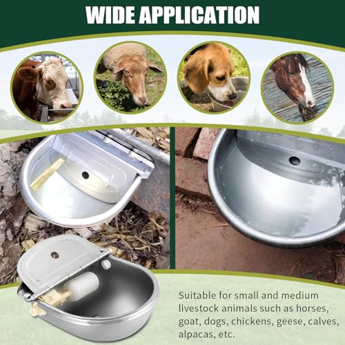 Automatic Water Dispenser for Dogs & Livestock Without Drainage Hole | 304 Stainless Steel, Outdoor Dog Bowl, Horse & Goat Waterer, Drinking Water Bowl with Float Valve