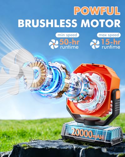 Portable Misting Fan with 20000mAh USB Rechargeable Battery, 250mL Water Tank & LED Lantern – Cooling Fan with Mister for Camping, Home, Tent, Beach, Picnic, Barbecue, Outdoor & Indoor Use