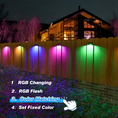 Aulanto Solar Led Deck Lights, Warm White & RGB Modes, Outdoor Waterproof for Backyard, Pool, Patio, Fence Post/Line (4Pack & 4Modes) - size: 4 Pack-Middle