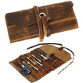 Leather Tool Roll Up Pouch - Leather Tool Wrench Roll/Chisel Bag by Rustic Town | Fit Carving & Hand Tools up to 9 inches, Compact Carry for Woodworkers, Electricians and DIY Projects, Secure Tie Closure