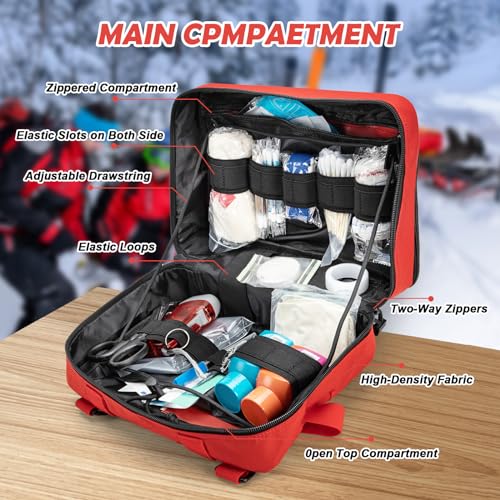 Jueachy Tactical Molle Pouch Large Admin Bag Utility Tool Pouches Molle Attachment EDC Pouches Expandable Molle Accessories Organizer Medical Pocket U.S.A Patch Included - color: Red