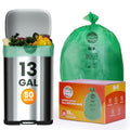 Trash bags 13+ gallon tall kitchen,Compostable Trash Lawn & Leaf Yard Waste Bags,Kitchen Compost Trash Bin Compatible,Extra Thick1.1 Mills,Certified by BPI and OK Compost(50count) - color: 13G-50count