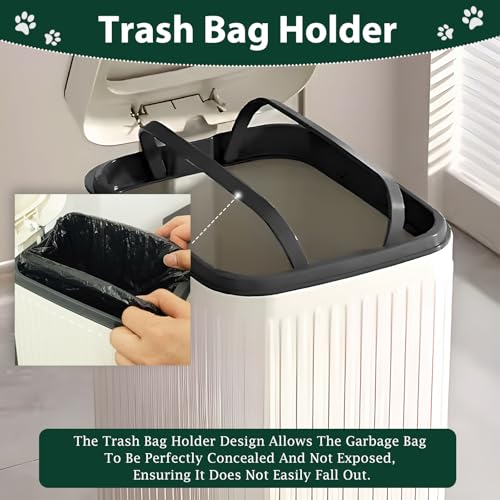 Dog Poop Trash Can Outside - 5L/1.3Gal Small Outdoor Trash Can with Lid | Outdoor Dog Poop Trash Can with Foot Pedal, Dog Waste Container with 40 Bags, Lid Soft Close for Pet, White - size: 5L White Trash Can