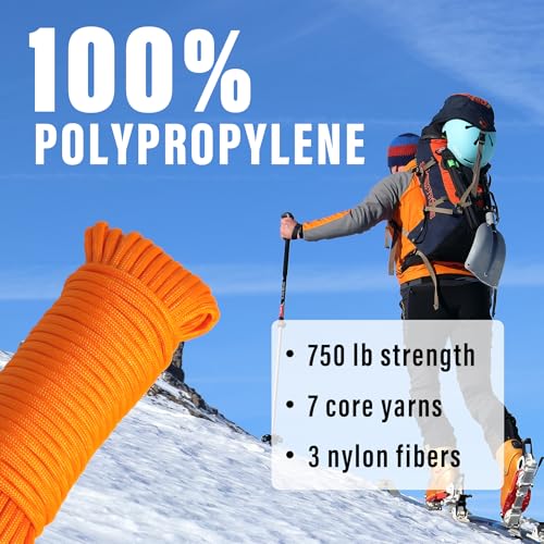 Braid 7 Strand Outdoor Survival Paracord Polyester Rope Nylon Rope Mix Thick Heavy Duty Ropes 5/32'' 50ft 4Packs High Strength Perfect for Clothesrope Camping Hiking and Other Outdoor Activities - size: 5/32'' 50ft 4Pack