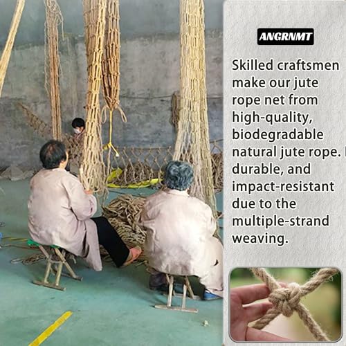 Jute Hemp Rope Nets for Safety and Decoration: Indoor & Outdoor Use, Kids' Climbing, and Versatile Protection (3ft x 6ft) - size: 3ft x 6ft