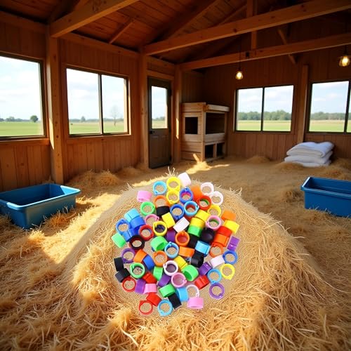 100 Pcs Multicolor Poultry Leg Rings,Poultry Foot Bird Identification Leg Bands Clip-on for Birds, Ducks and Chickens Diameter Round Tags Identification Bands 8mm