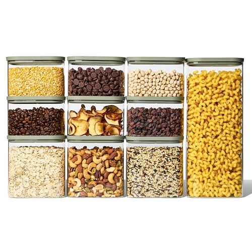 Naked Kitchen 20-Piece Food Storage Containers with Lids – Stackable BPA-Free Borosilicate Glass Pantry Storage Containers with Leak-Resistant Airtight Seal for Kitchen & Pantry Organization – Green - color: Light Green