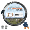 16 Gauge 82ft Electric Fence Double Insulated Wire | Heavy-Duty Underground Hard Cable, Aluminum Core Low Resistance, 15Kv. For Direct Burial, Under Gates. Includes Split Bolt - size: 25meters/82ft