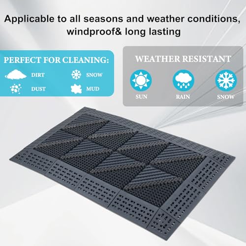 Heavy Duty Boot Scraper Mat 29.5x17.7 Inch | Heavy duty all weather shoe scrubber, scrapes mud, sand and snow, ideal for porch, garden and outdoor entryways